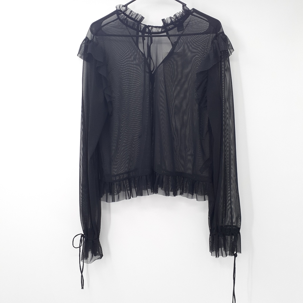 MONKI Black Ruffle Blouse - Picture 2 of 7
